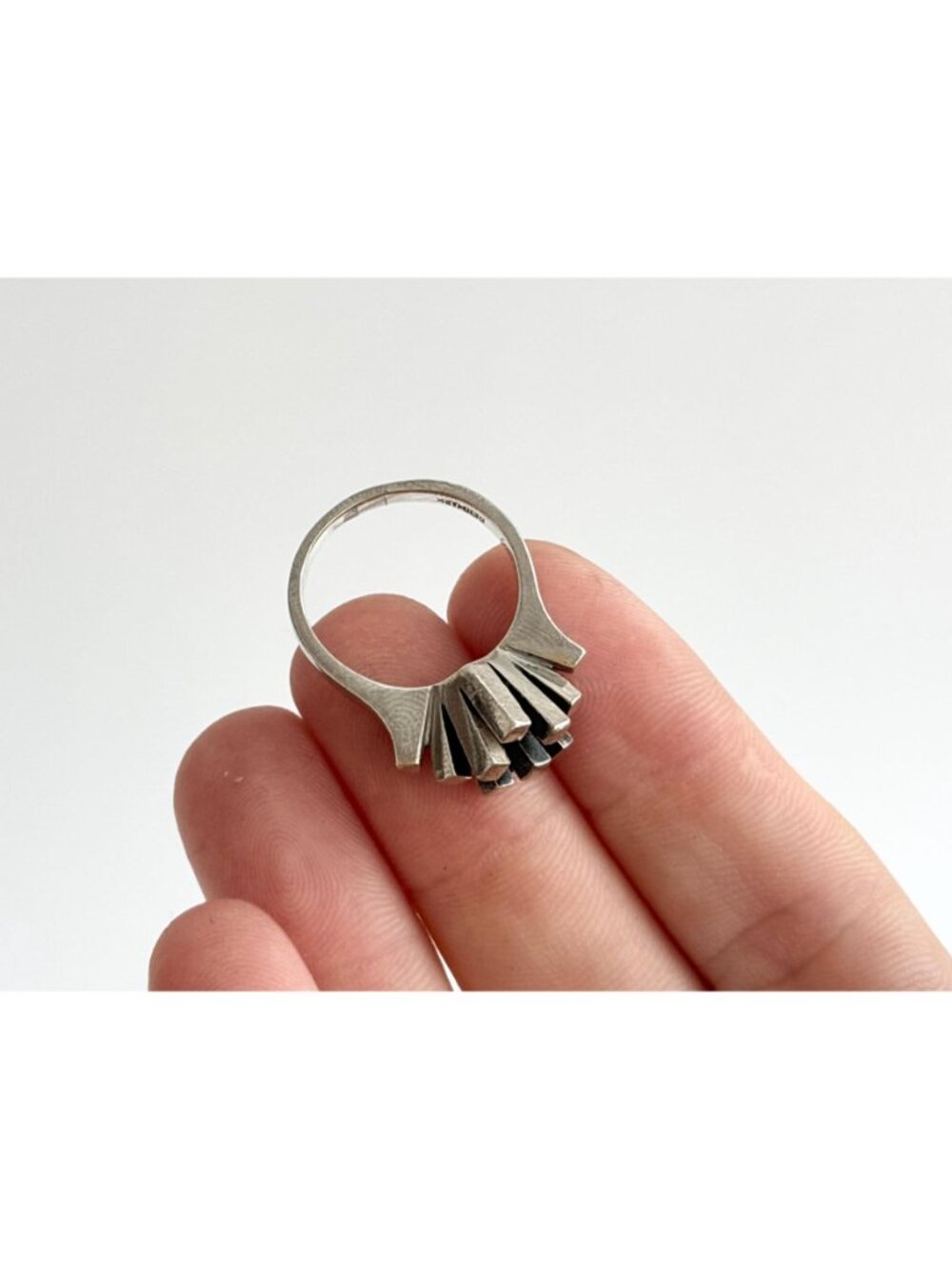 Brutalist Danish Made 1950's Classic Sterling Silver 925 Vintage Ring - sz 6 - Picture 9 of 16